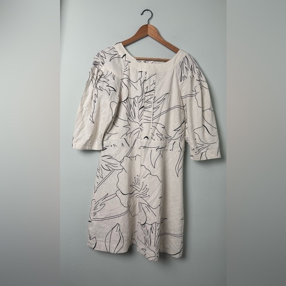 NWT Banana Republic Linen Blend Mini Dress Stone Washed‎ Tropical Art to Wear 12 - Picture 2 of 7